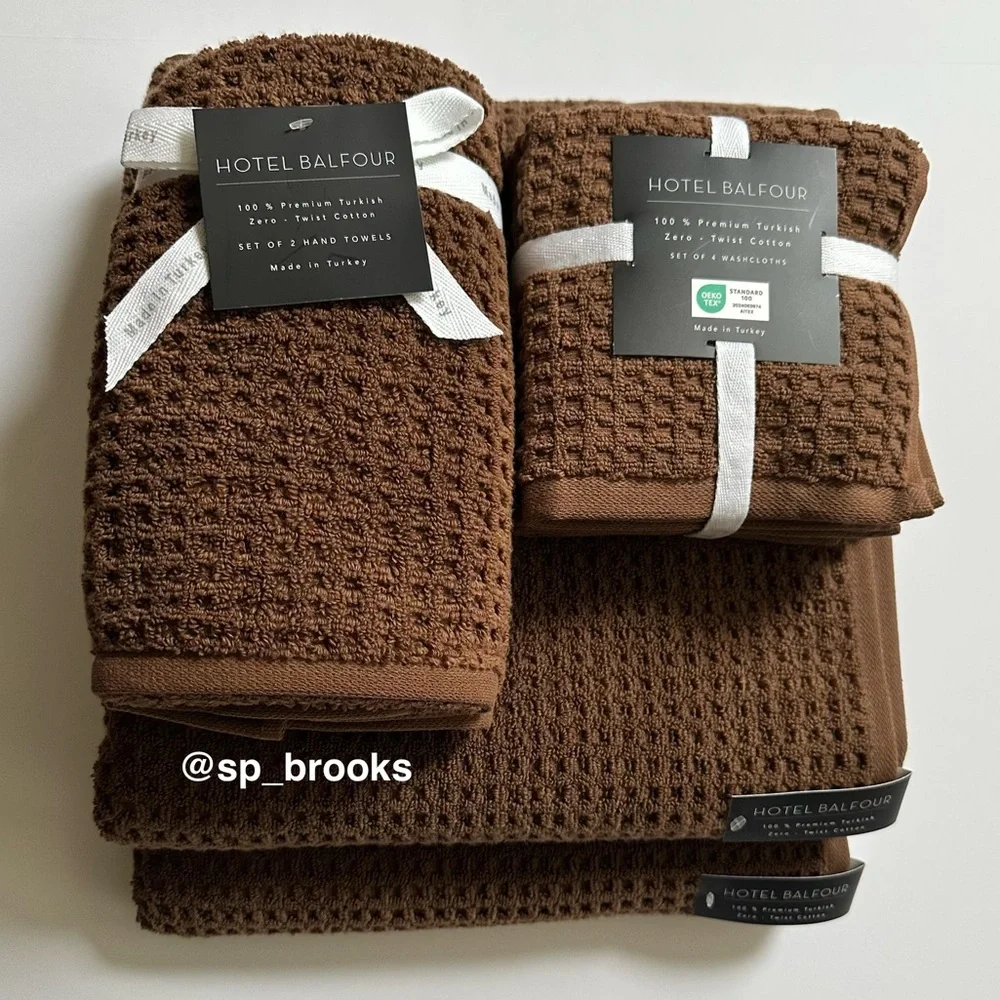 🎁8PC Hotel Balfour Bath Towel Set - Zero Twist Cotton - Chocolate Brown